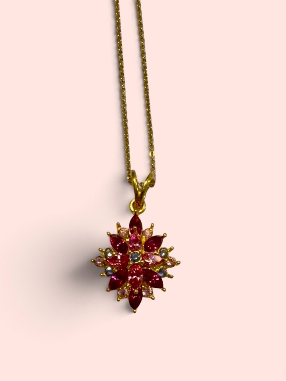 Joan Rivers Gold-Tone Ruby Red Pink & Purple Floral Pendant Necklace